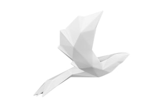 Sculpture murale en résine Oiseau origami - Argenté