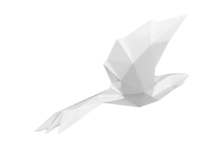 Sculpture murale en résine Oiseau origami - Argenté
