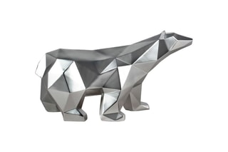 Sculpture en résine Ours polaire Argenté