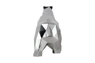 Sculpture en résine Ours polaire Argenté