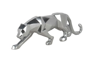Sculpture en résine panthère Argenté