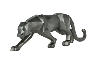 Sculpture en résine panthère Gris