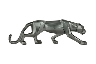 Sculpture en résine panthère Gris