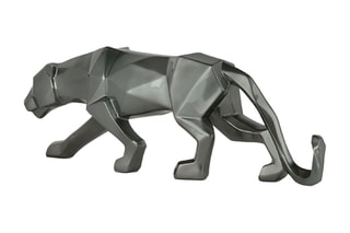 Sculpture en résine panthère Gris