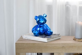 Sculpture en résine Ourson à facettes petit - Bleu