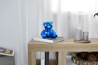 Sculpture en résine Ourson à facettes petit - Bleu