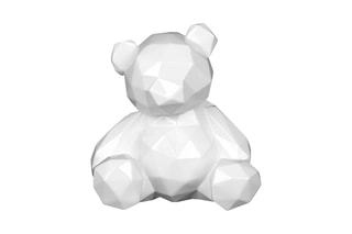Sculpture figurative en résine Petit ours facetté - Blanc