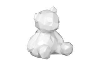 Sculpture figurative en résine Petit ours facetté - Blanc