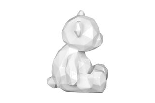Sculpture figurative en résine Petit ours facetté - Blanc