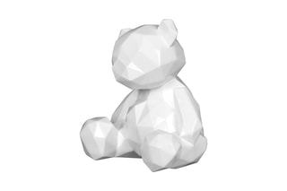 Sculpture figurative en résine Petit ours facetté - Blanc