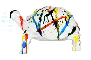 Sculpture en résine Tortue à facettes - Blanc