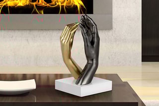 Sculpture en résine et marbre Union profonde - Noir et doré