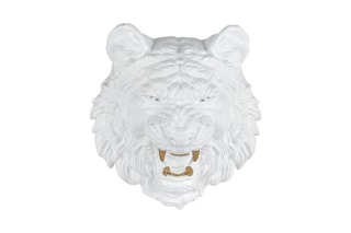 Sculpture en résine Tête de tigre Blanc