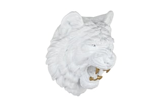 Sculpture en résine Tête de tigre Blanc