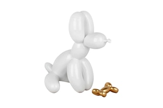 Sculpture Pop Art en résine Chien ballon assis - Blanc