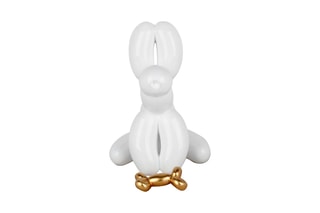 Sculpture Pop Art en résine Chien ballon assis - Blanc