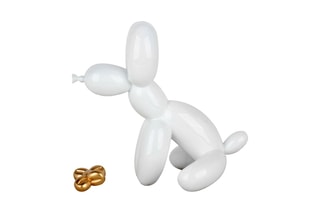 Sculpture Pop Art en résine Chien ballon assis - Blanc