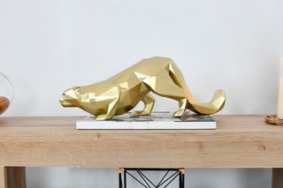 Sculpture en résine Léopard à facettes - Doré