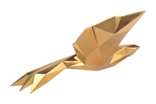 Sculpture murale en résine Oiseau origami - Doré