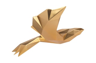 Sculpture murale en résine Oiseau origami - Doré