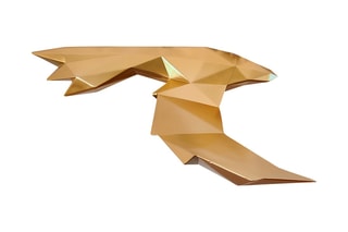 Sculpture murale en résine Oiseau origami - Doré