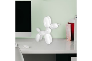 Sculpture Pop Art en résine Petit chien ballon - Blanc