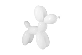 Sculpture Pop Art en résine Petit chien ballon - Blanc