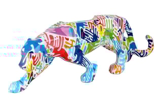Statuette Pantera sfaccettata - 14 x 45 x 9 cm - Blanc et rouge