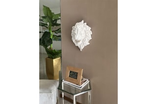 Décoration murale Testa di leone - 49 x 37 x 18 cm - Blanc