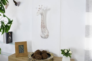 Décoration murale Testa di giraffa - 60 x 19 x 32 cm - Blanc et marron