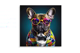 Tableau «Bulldog Francese Trendy Parade» Paolo et Edgar - 30 x 30 x 1 cm
