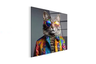 Tableau «Gatto Trendy Parade» Paolo et Edgar - 30 x 30 x 1 cm