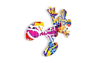 Décoration murale Splat on Graffiti 1 - 49,5 x 42 x 1 cm - Jaune et bleu marine