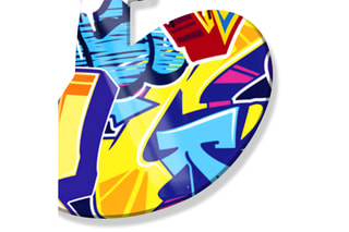 Décoration murale Splat on Graffiti 1 - 49,5 x 42 x 1 cm - Jaune et bleu marine