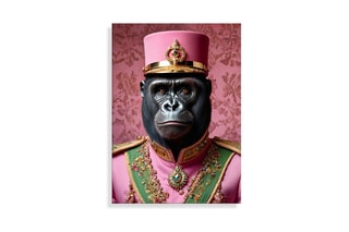 Tableau «Gorilla Imperial Pink Parade» Paolo et Edgar - 30 x 21,5 x 1 cm