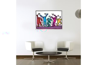 Poster «Senza Titolo» Keith Haring - 50 x 50 cm - Blanc et fuchsia