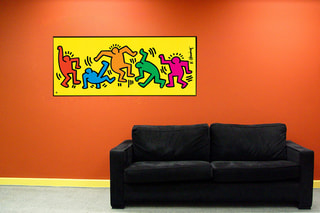 Poster Keith Haring - 120 x 50 cm - Jaune et rouge