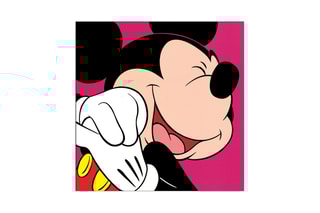 Poster Mickey Disney - 46 x 46 cm - Fuchsia et noir