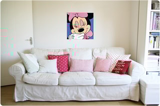 Poster Minnie Disney - 46 x 46 cm - Rose et bleu
