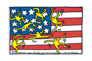 Poster «American Musical Festival» Keith Haring - 26 x 17 cm - Blanc et rouge