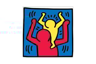 Poster «Untitled, 1987» Keith Haring - 40 x 40 cm - Bleu
