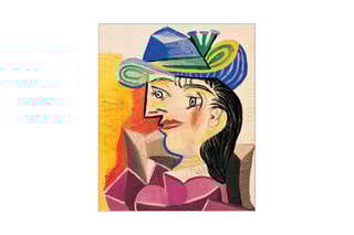 Poster «Woman With A Blue Hat» Pablo Picasso - 53 x 63 cm - Beige et jaune