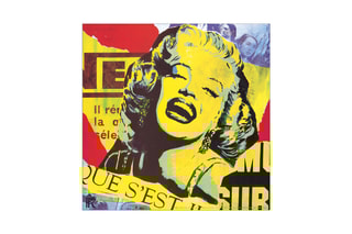 Poster «Marilyn Monroe Que s'est-il Passe» Paul Raynal - 30 x 30 cm - Jaune