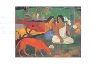 Poster «Arearea» Paul Gauguin - 40 x 31 cm - Vert foncé