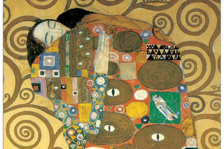 Poster «Abbraccio Detail» Gustav Klimt - 30 x 30 cm - Jaune