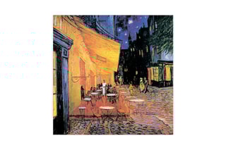 Poster «Terrasse du café le soir» Vincent Van Gogh - 30 x 30 cm - Jaune et noir