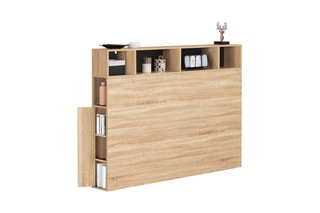 Tête de lit avec rangements - Imitation bois et noir