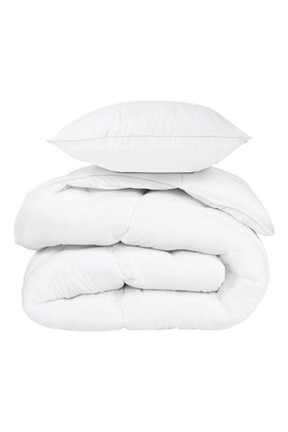Couette extra chaude - anti-acariens - microfibres - 700 g/m² + oreiller(s) moelleux 500 g/m²