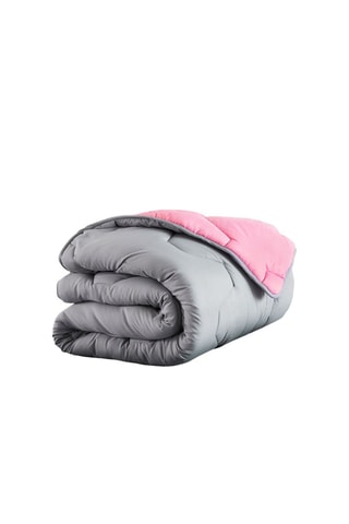 Couette chaude réversible bicolore microfibres 300 g/m² + oreiller(s) mi-ferme