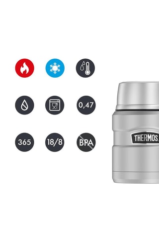 Recipiente isotérmico para alimentos e colher em aço inoxidável King - 45 cl